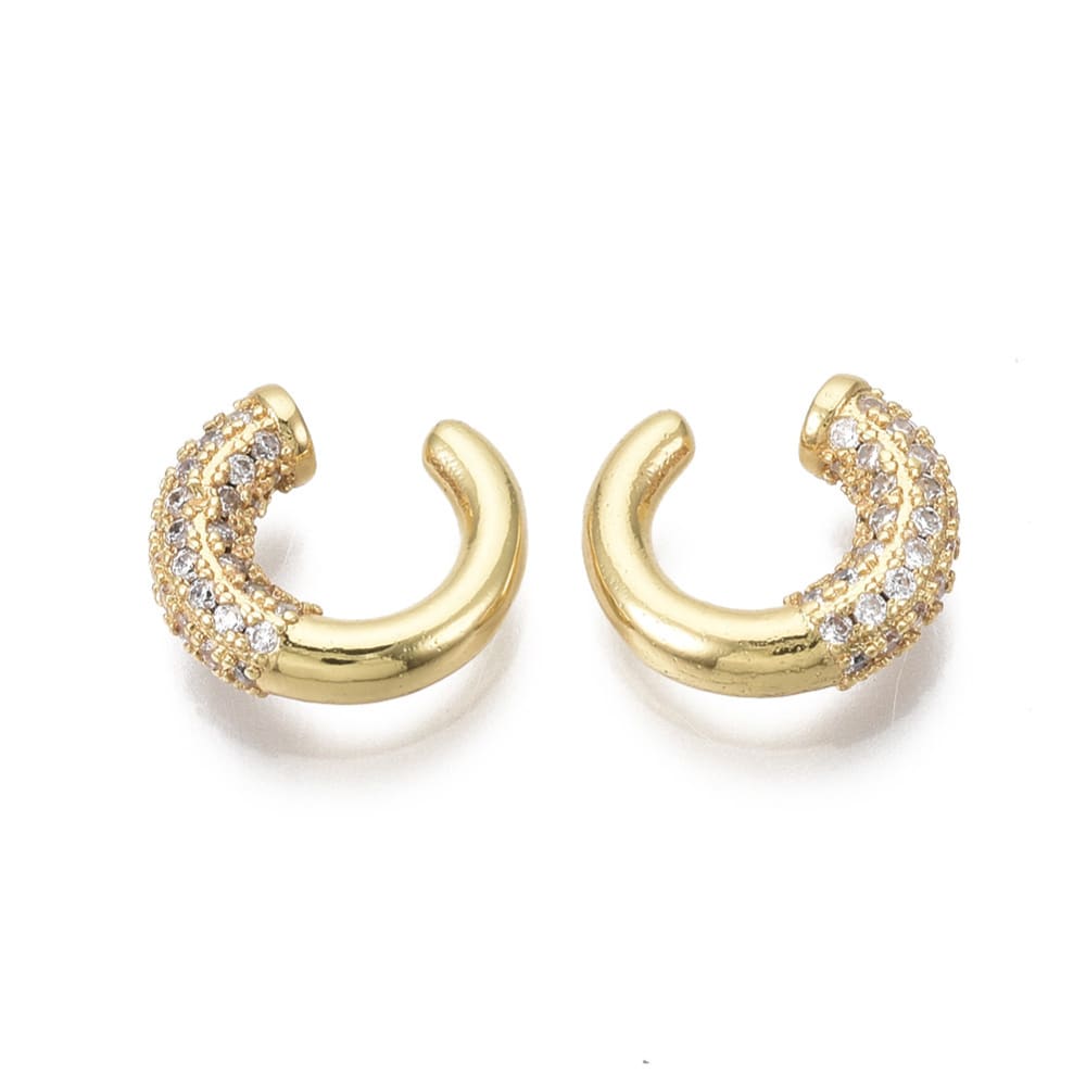 Ear cuff aros solitarios elegante mitad liso y zircón 6.5 mm baño oro / unidad3