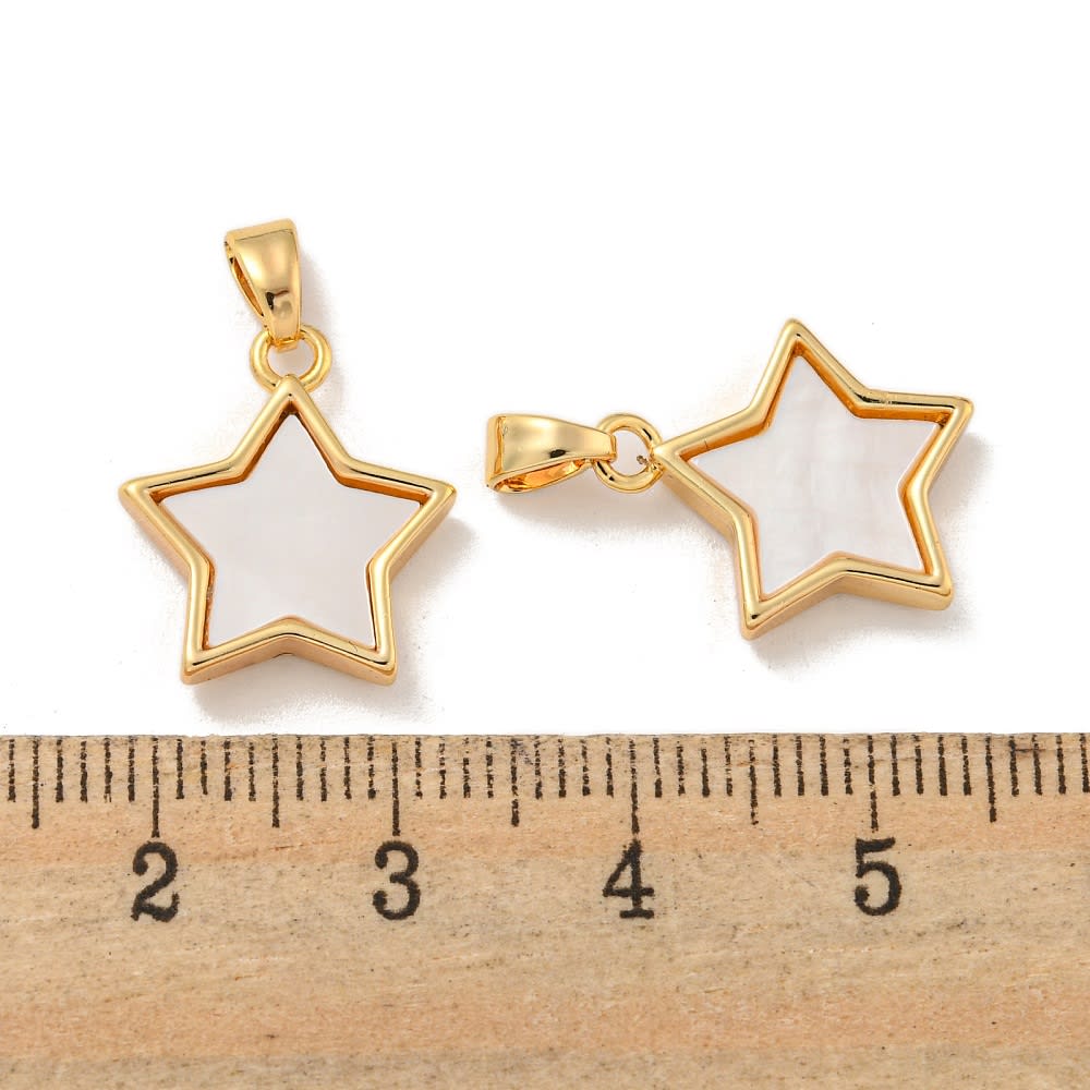 Dije colgante estrella nácar baño de oro / unidad3
