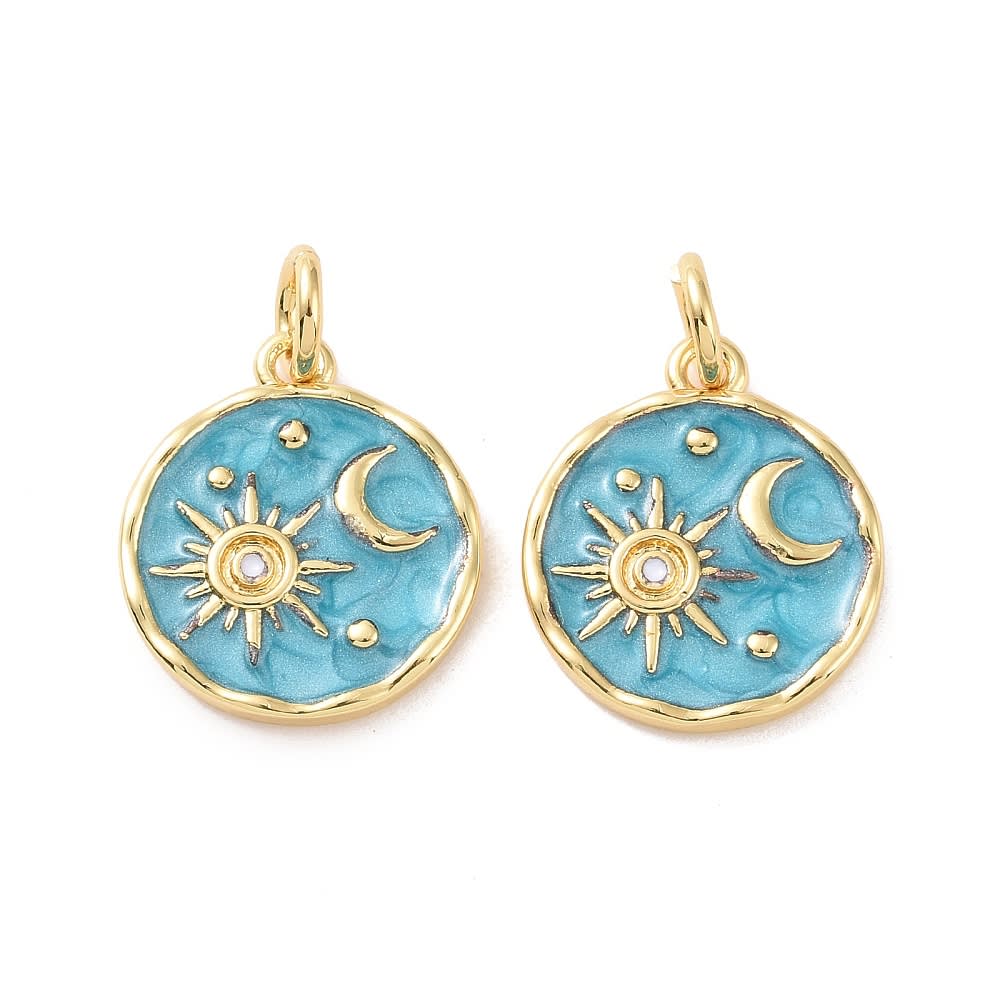 Dije colgante esmaltado cielo luna estrella sol baño oro / unidad1