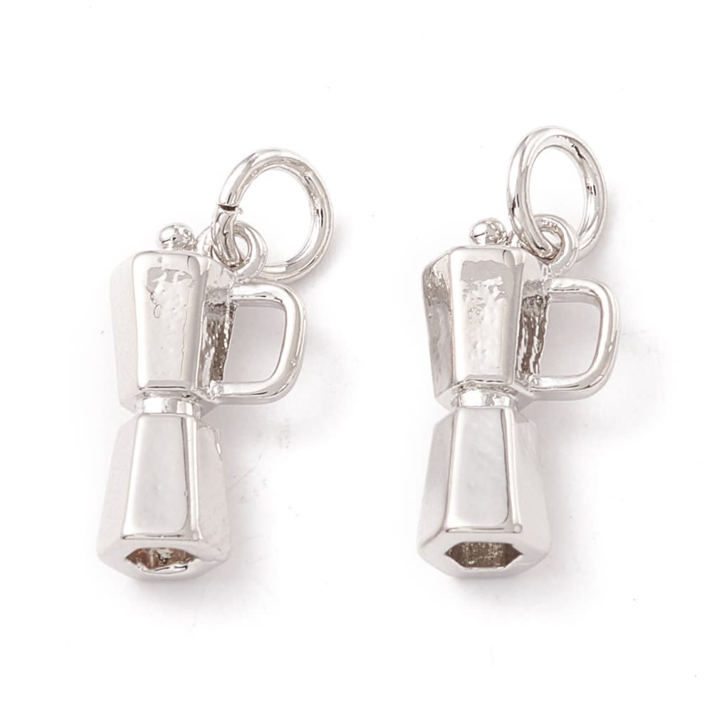 Dije colgante cafetera 13 mm baño de oro platino / unidad4