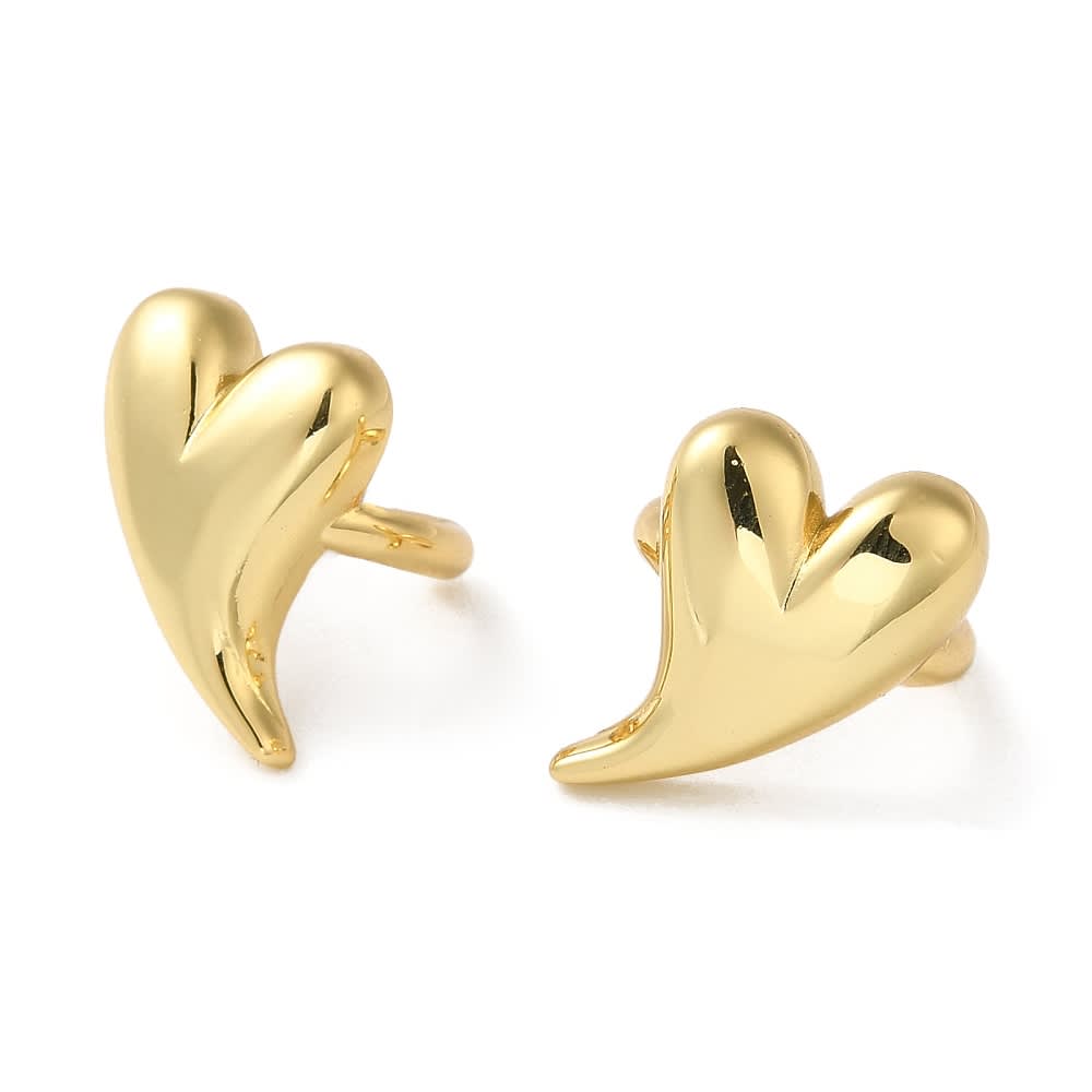 Ear cuff aros solitarios corazón inflado chunky baño oro / unidad3