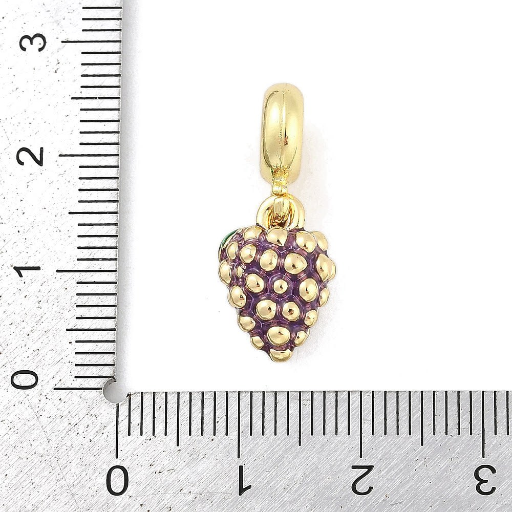 Colgante europeo charm mora fruta baño oro / unidad3