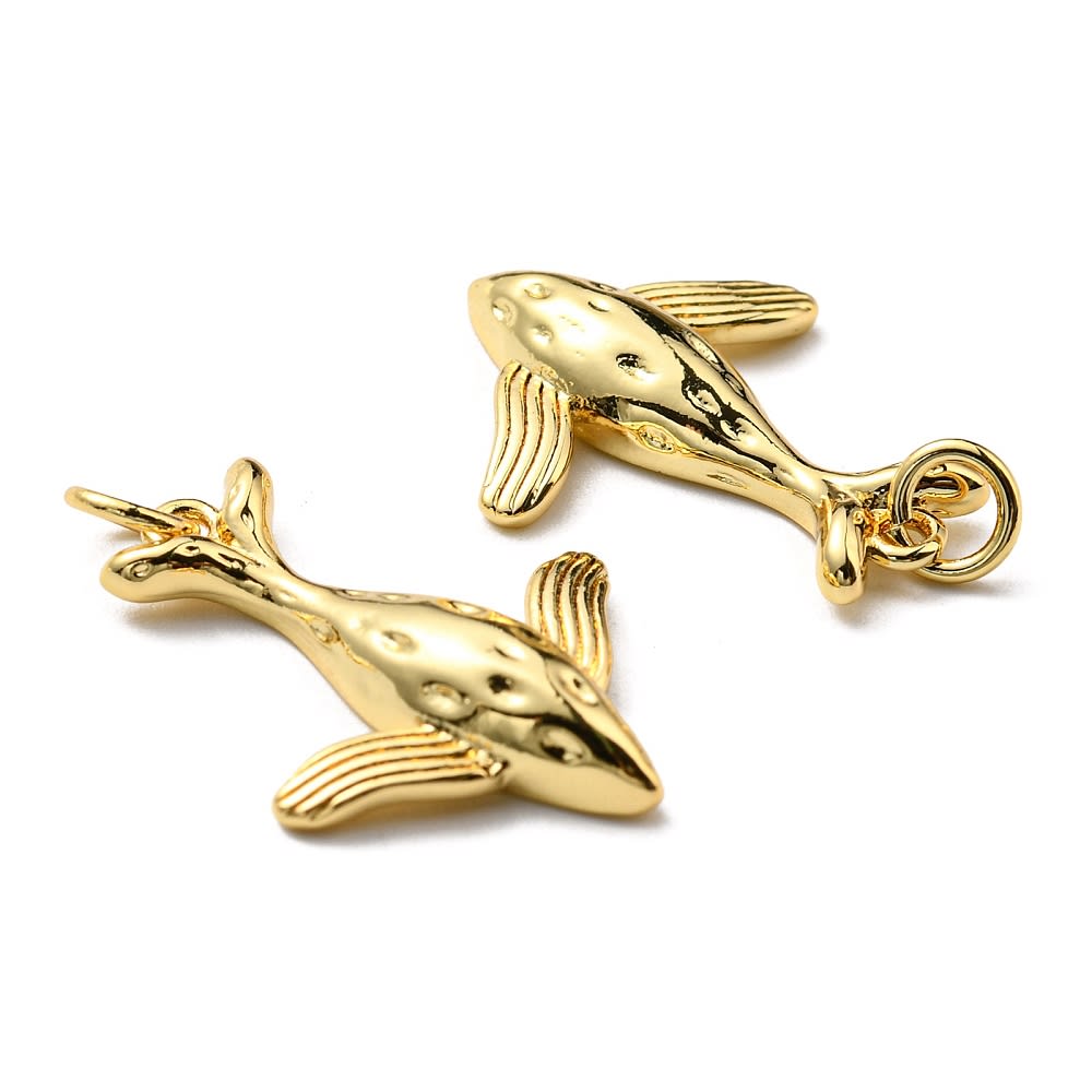 Dije colgante ballena mar 22 mm baño de oro / unidad1