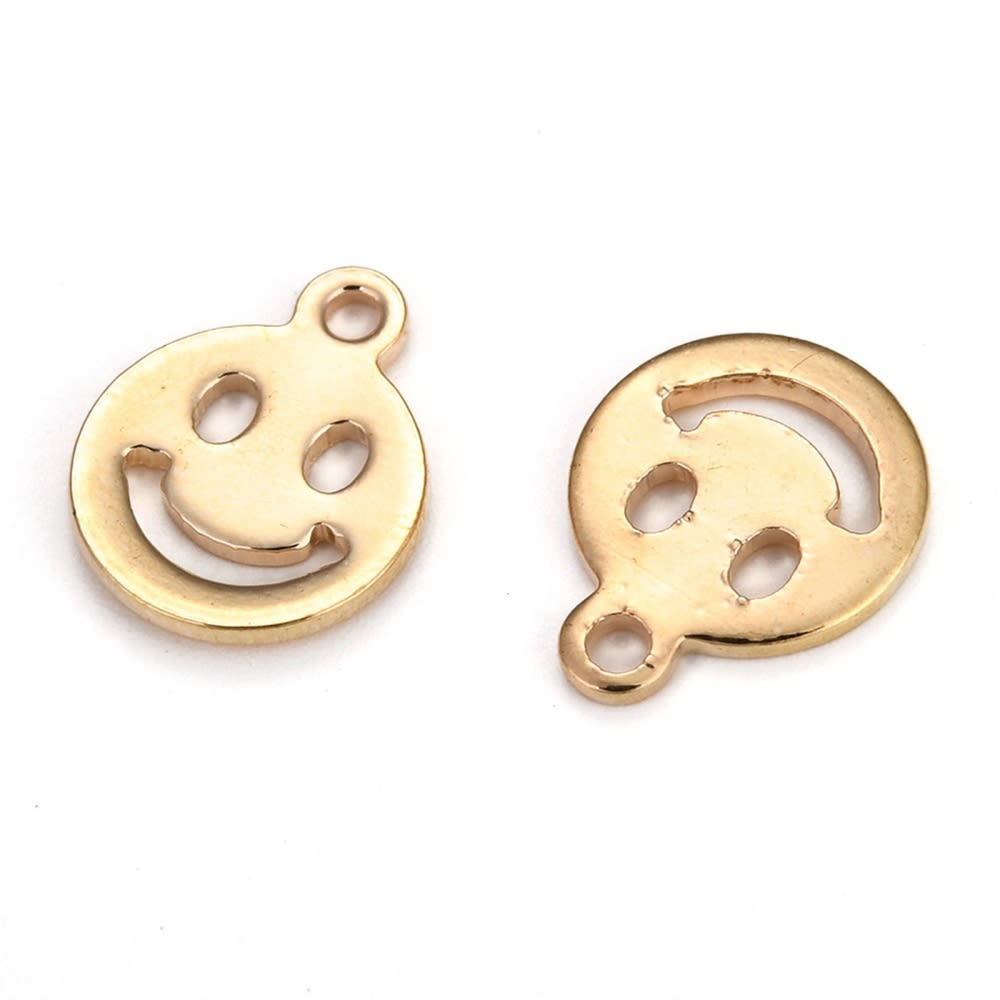 Dije colgante mini smiley carita feliz 10 mm baño de oro / unidad3