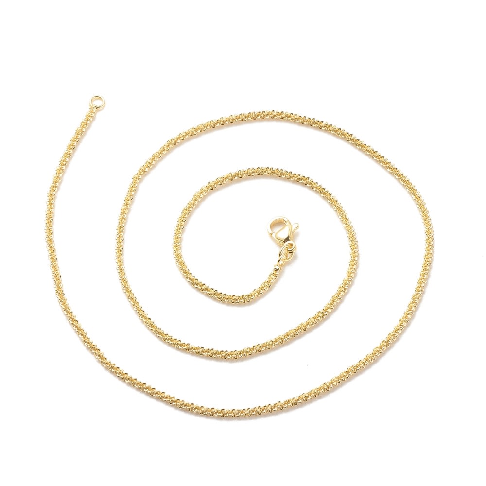 Cadena armada tejido flor 2 mm baño oro / unidad3