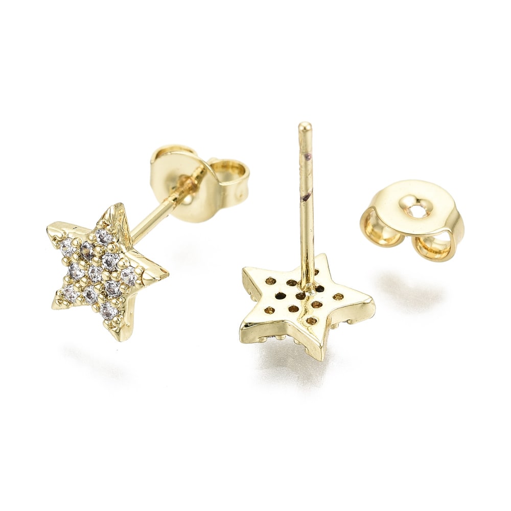 Aros topos topitos zarcillos segunda etapa estrella baño de oro / par1