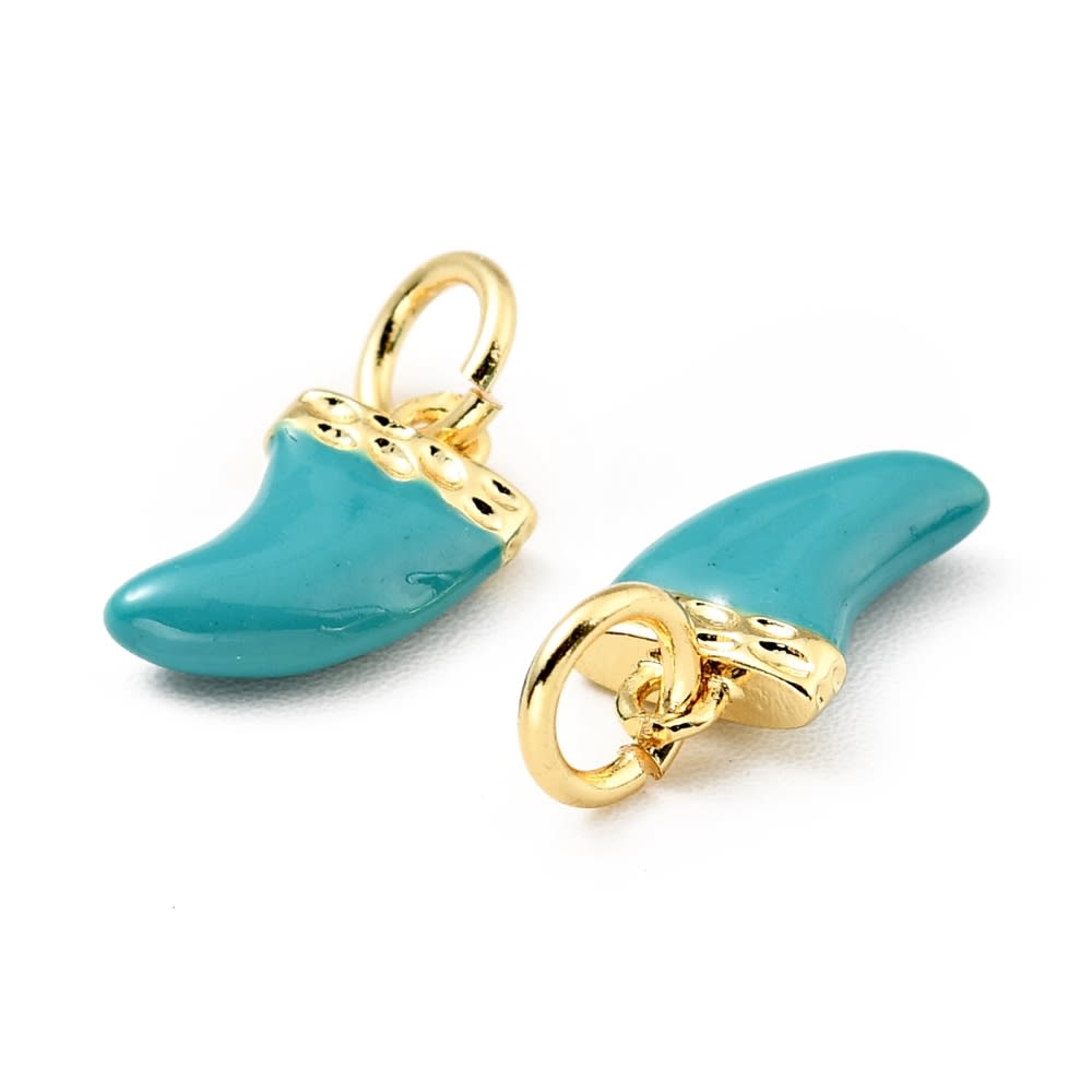Dije colgante esmaltado colmillo 14.5 mm baño de oro / unidad6