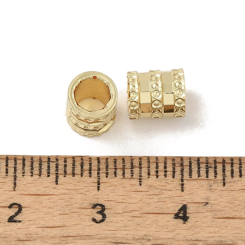 Cuenta pasador estilo europeo charm tubular 6.5 mm baño de oro / unidad2
