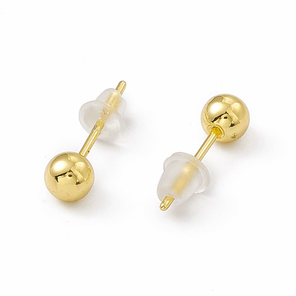Aros topo topito Bola balín 4-6 mm baño oro / par4