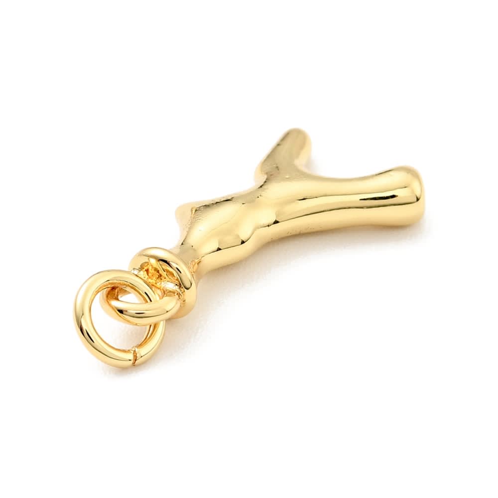 Dije colgante forma coral mar 17.5 mm baño de oro / unidad2