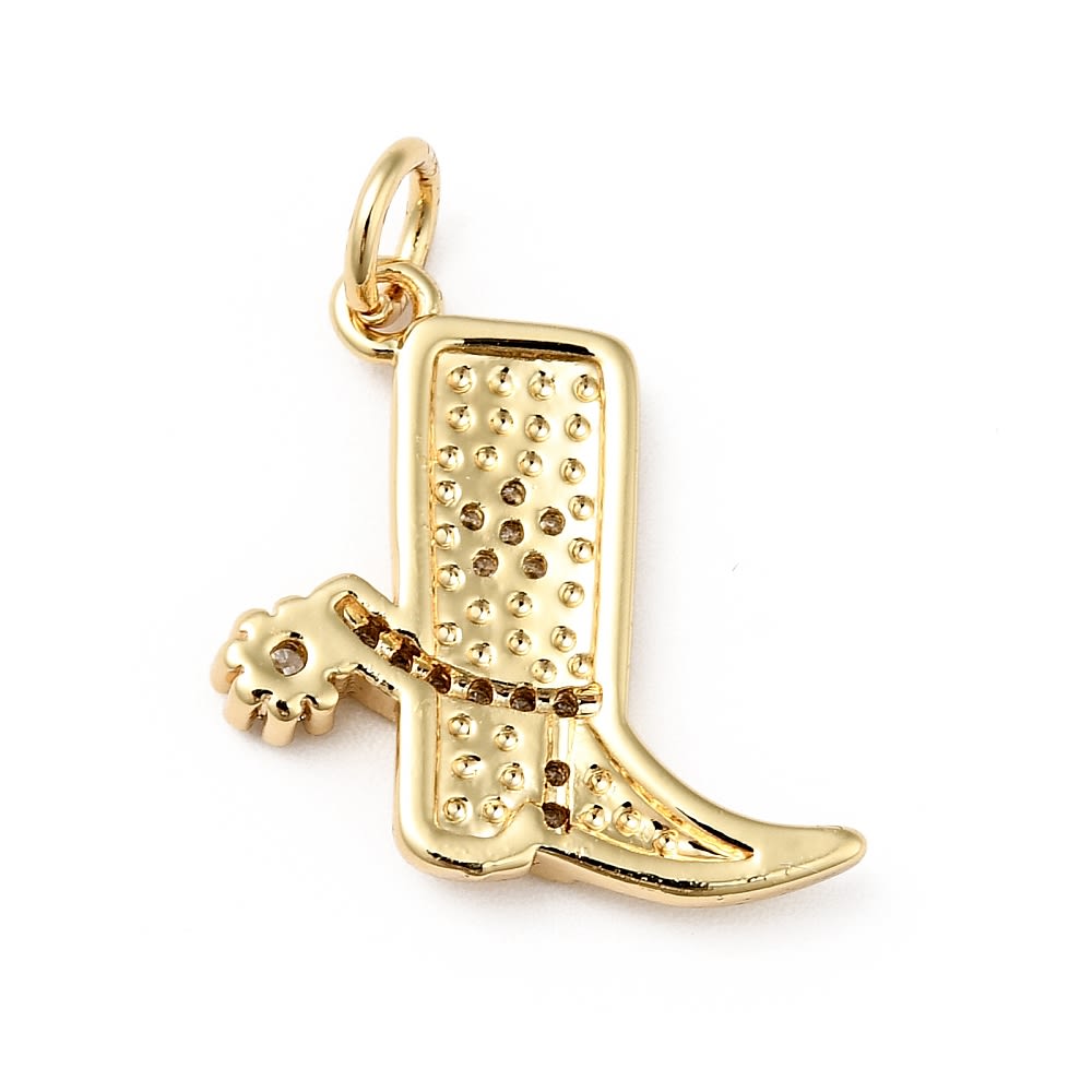 Dije colgante bota de vaquero vaquera cowboy zircón baño de oro / unidad3