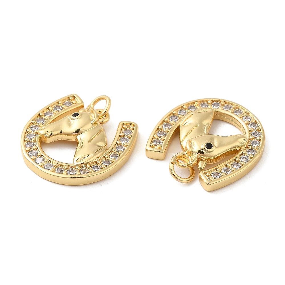 Dije colgante herradura caballo 18 mm zircón baño de oro / unidad2