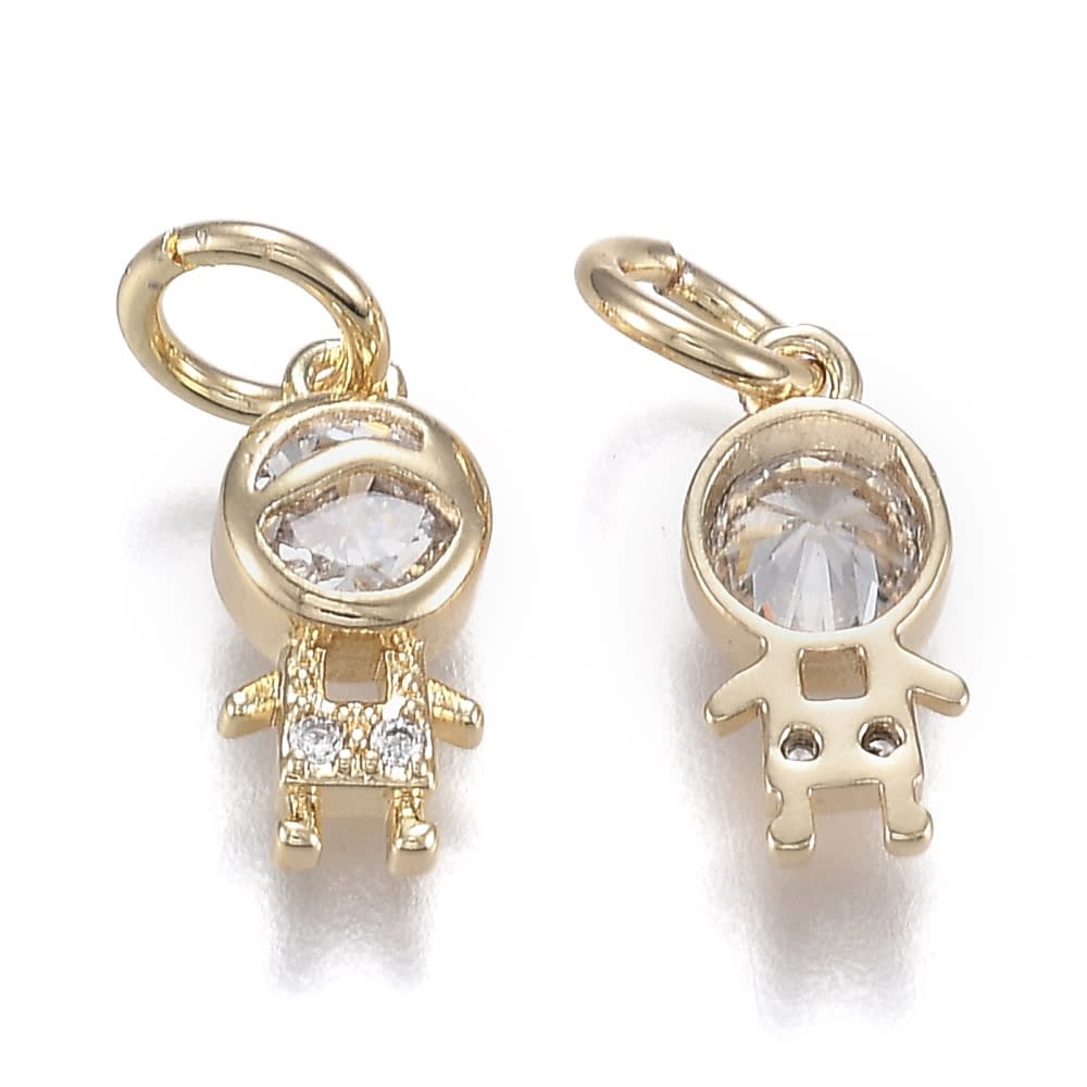 Dije colgante niña niño zircón 12 mm baño de oro / unidad2
