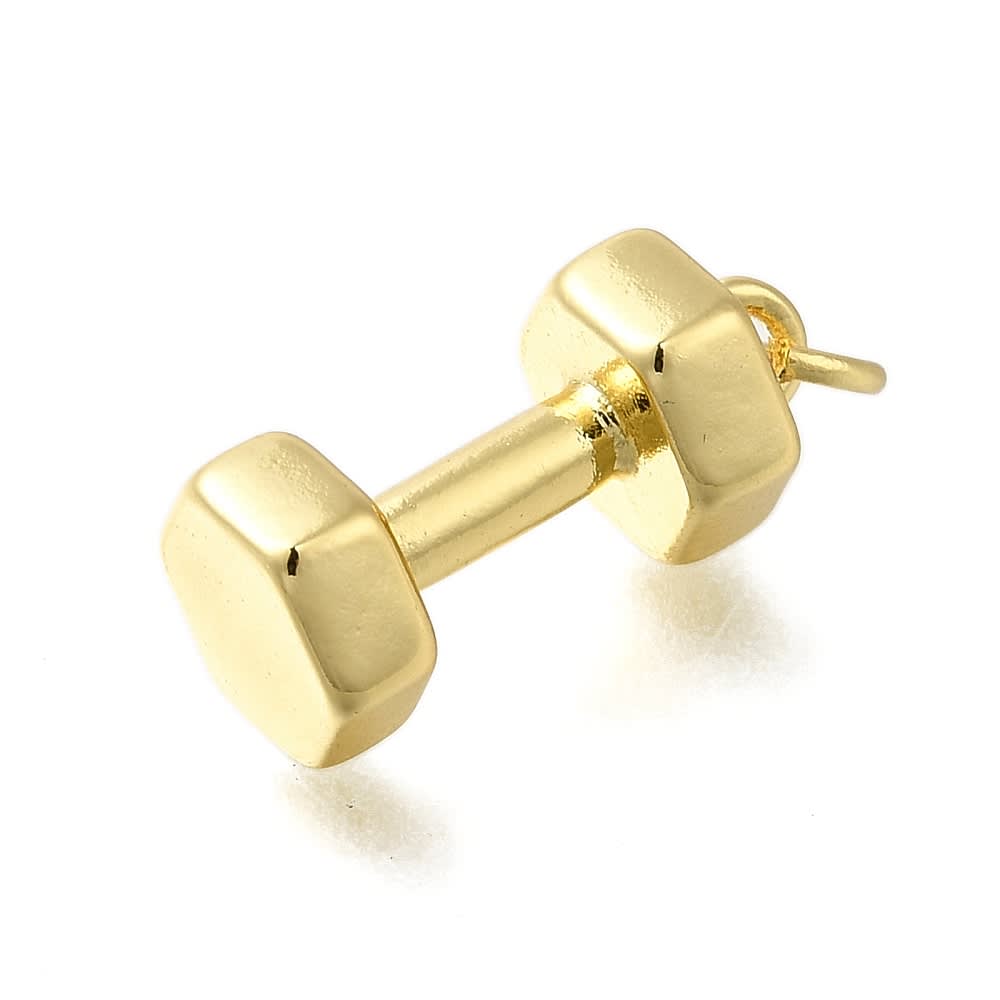 Dije colgante mancuerna pesa gym 16 mm baño oro / unidad1