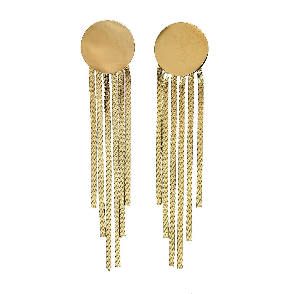 Maxi aros elegantes topo de borlas redondas y planas de acero / par1