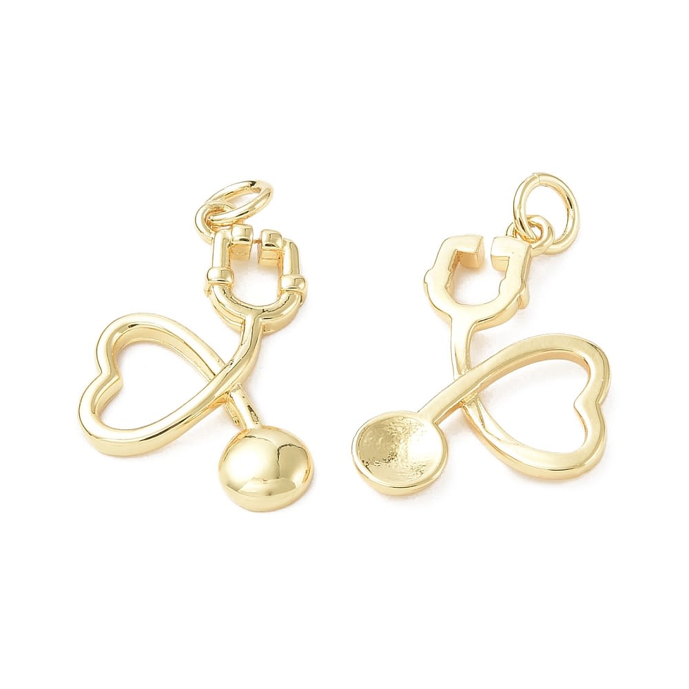 Dije colgante estetoscopio médico 20 mm baño de oro / unidad2