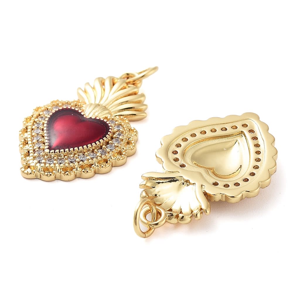 Dije colgante sagrado corazón zircón baño de oro / unidad2