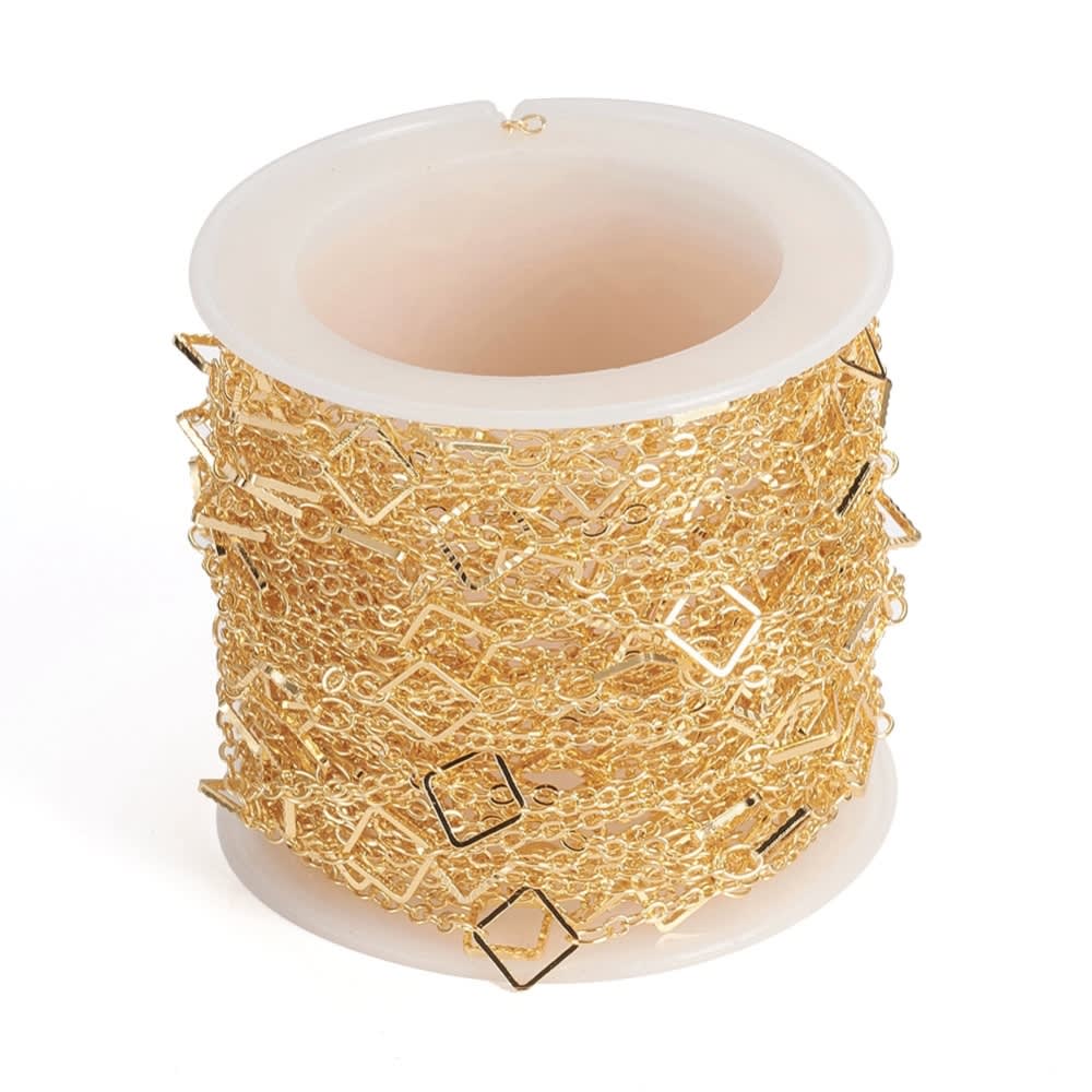 Cadena con figura rombo estrella corazón conector baño de oro / metro6