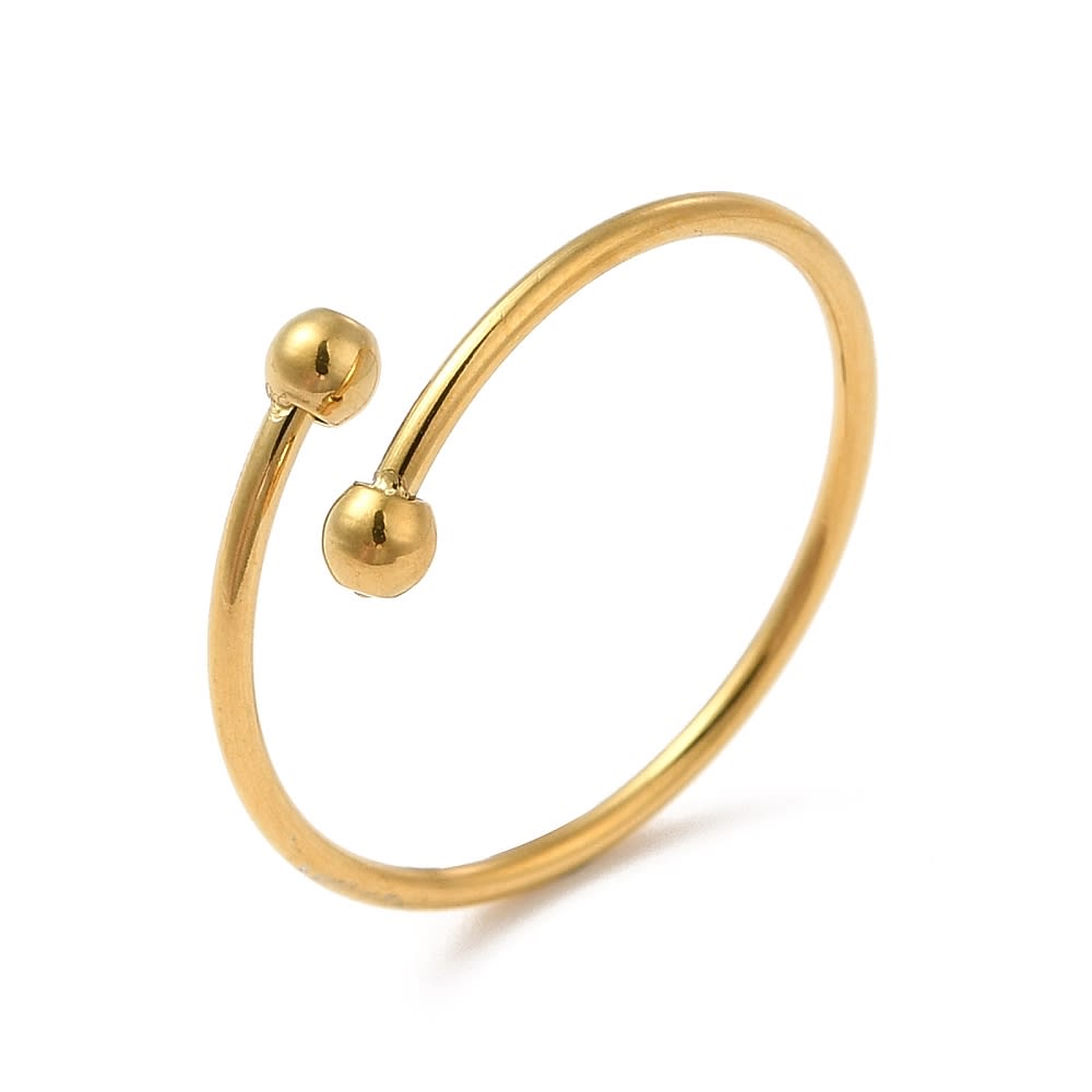 Anillo ajustable minimalista doble bola acero dorado / unidad2