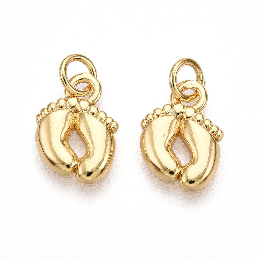 Dije colgante pies de bebé 12.5 mm baño de oro / unidad1