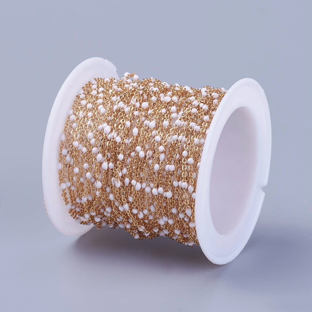 Cadena eslabón balín esmaltado baño de oro / metro8