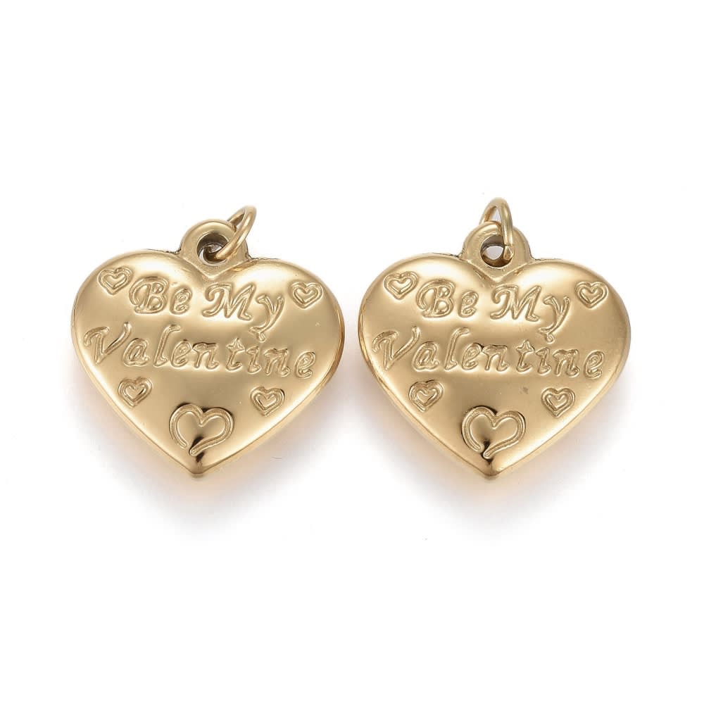 Dije colgante corazón san valentín 16.5 mm acero / unidad3