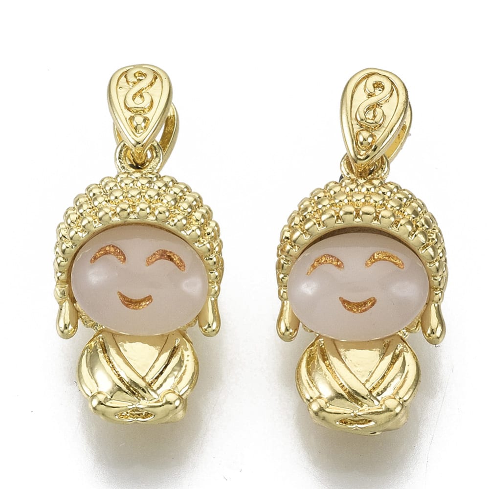Dije colgante buda miniatura 17 mm baño oro / unidad1