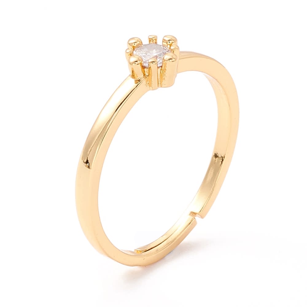 Anillo ajustable zircón solitario baño de oro / unidad3
