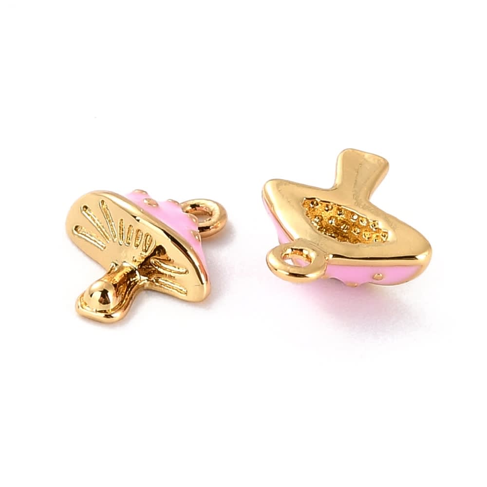 Dije colgante esmaltado hongo suerte 9.5 mm baño de oro / unidad2