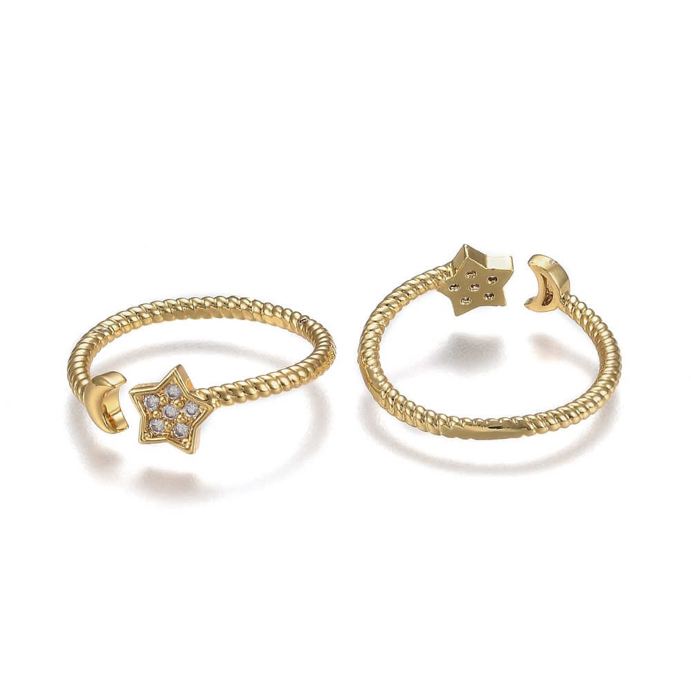 Anillo ajustable luna estrella torneado baño de oro / unidad2