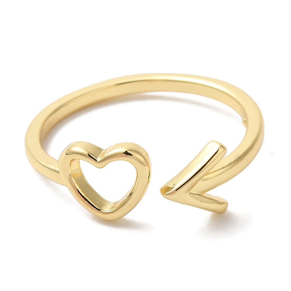 Anillo ajustable corazón flecha baño de oro / unidad3
