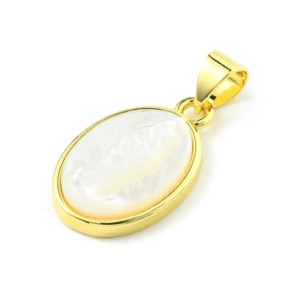 Dije colgante nácar virgen Chiquinquirá chinita baño oro / unidad2