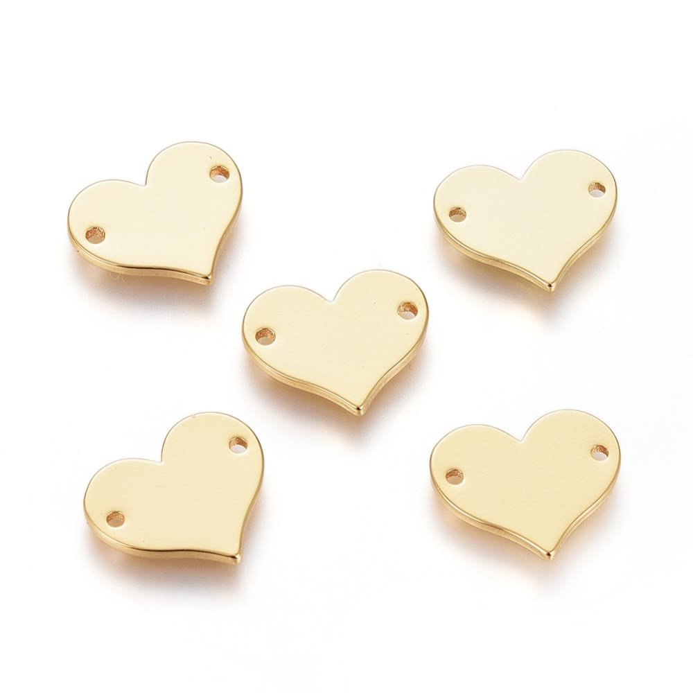 Dije conector corazón heart 11 mm baño de oro / unidad1