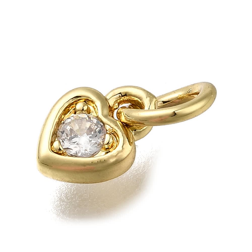 Dije colgante mini corazón punto de luz 5 mm baño oro / unidad2