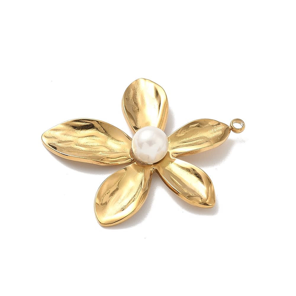 Maxi dije colgante flor perla 35 mm acero / unidad2