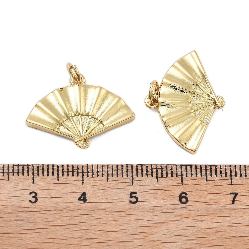 Dije colgante abanico 22.5 mm baño de oro / unidad3