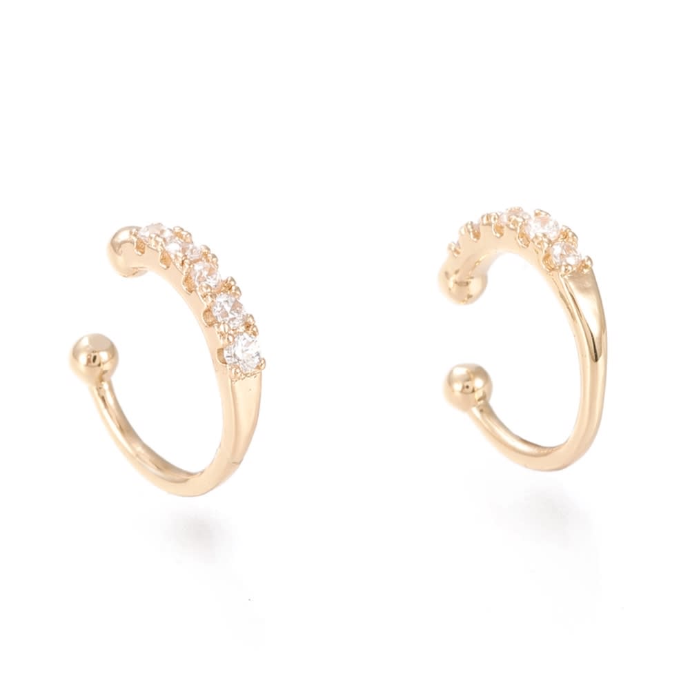 Ear cuff aros solitarios zircón dorado / unidad1