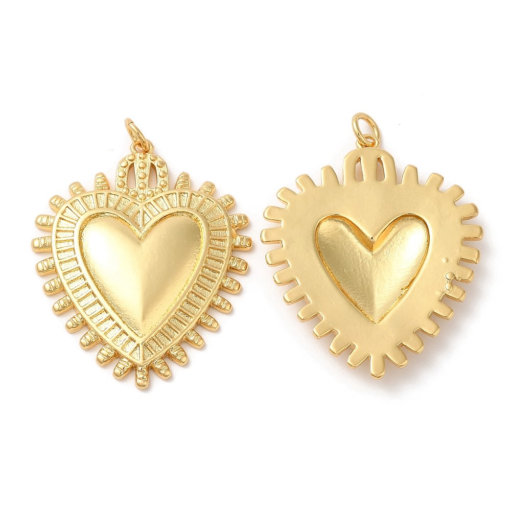 Maxi dije colgante sagrado corazón 34.5 mm baño oro / unidad2