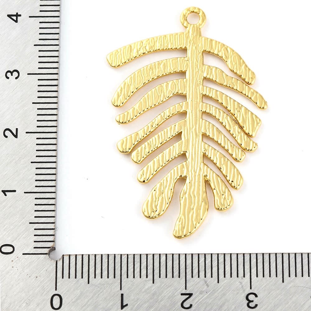 Maxi dije colgante hoja rama 40 mm baño de oro / unidad3