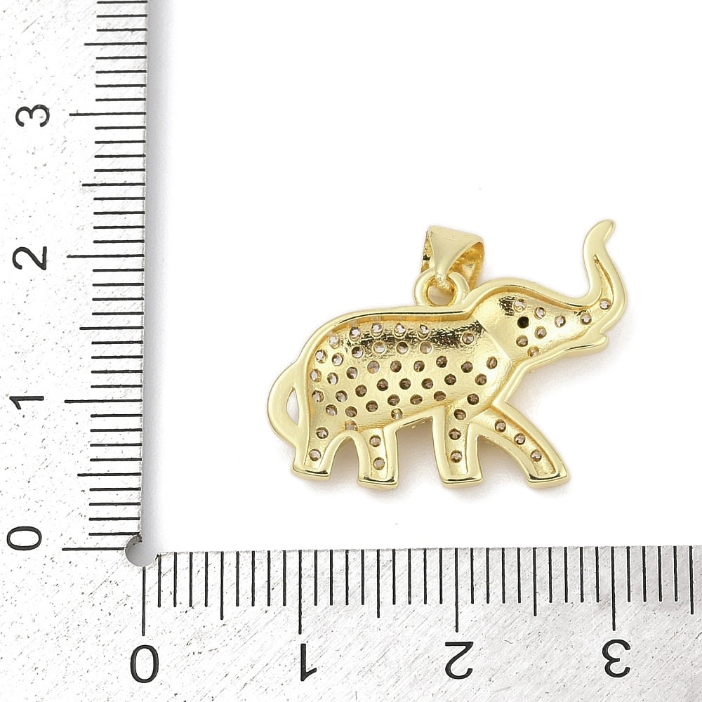 Dije colgante elefante 23.5 mm zircón baño oro / unidad3