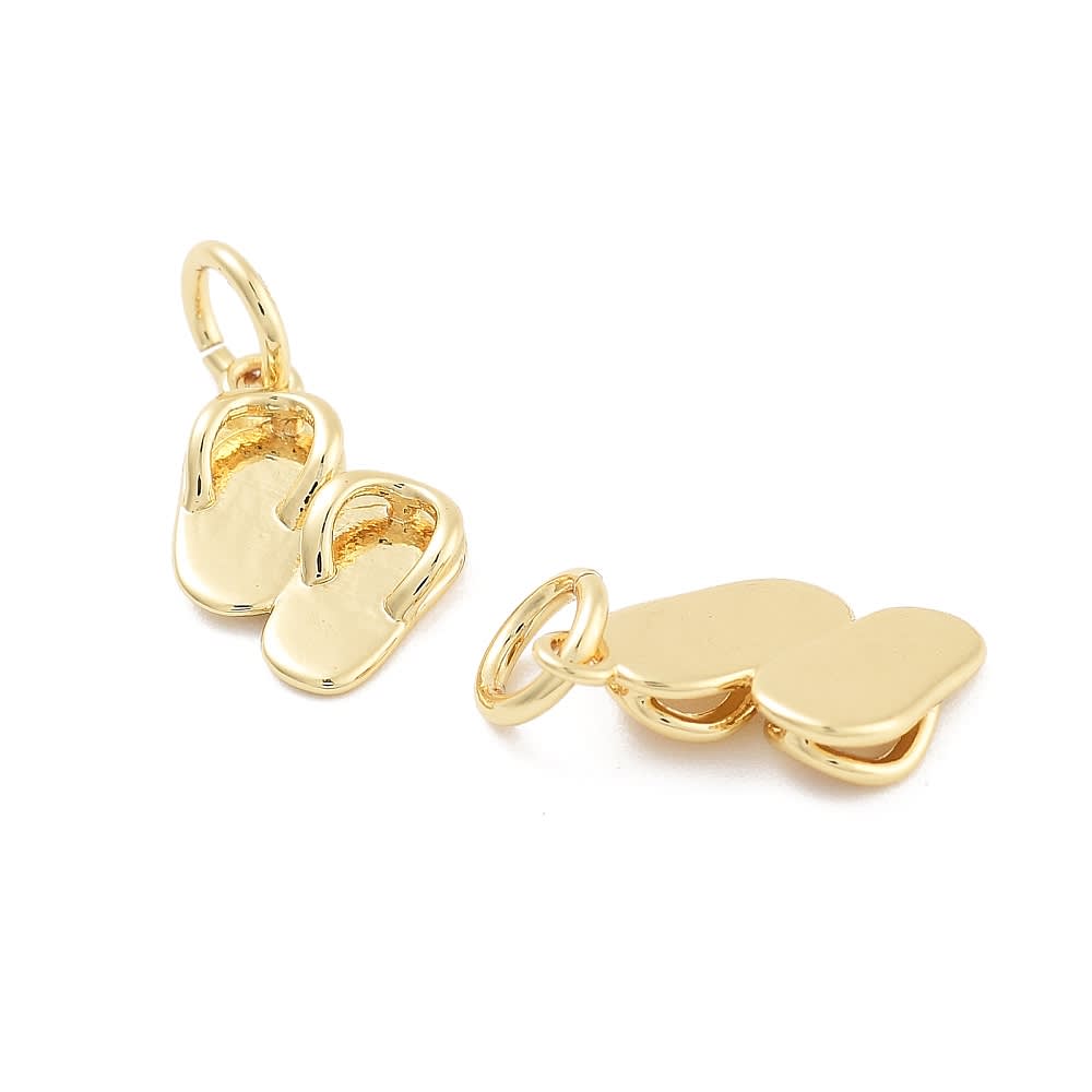 Dije colgante sandalia chala chancla 13 mm baño de oro / unidad2