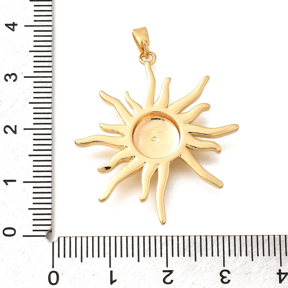 Dije colgante sol 33.5 mm baño de oro / unidad3