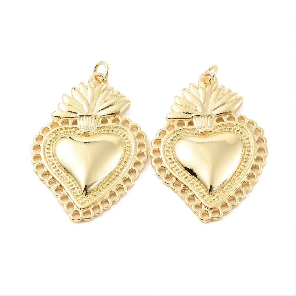 Dije colgante sagrado corazón 37 mm baño oro / unidad3