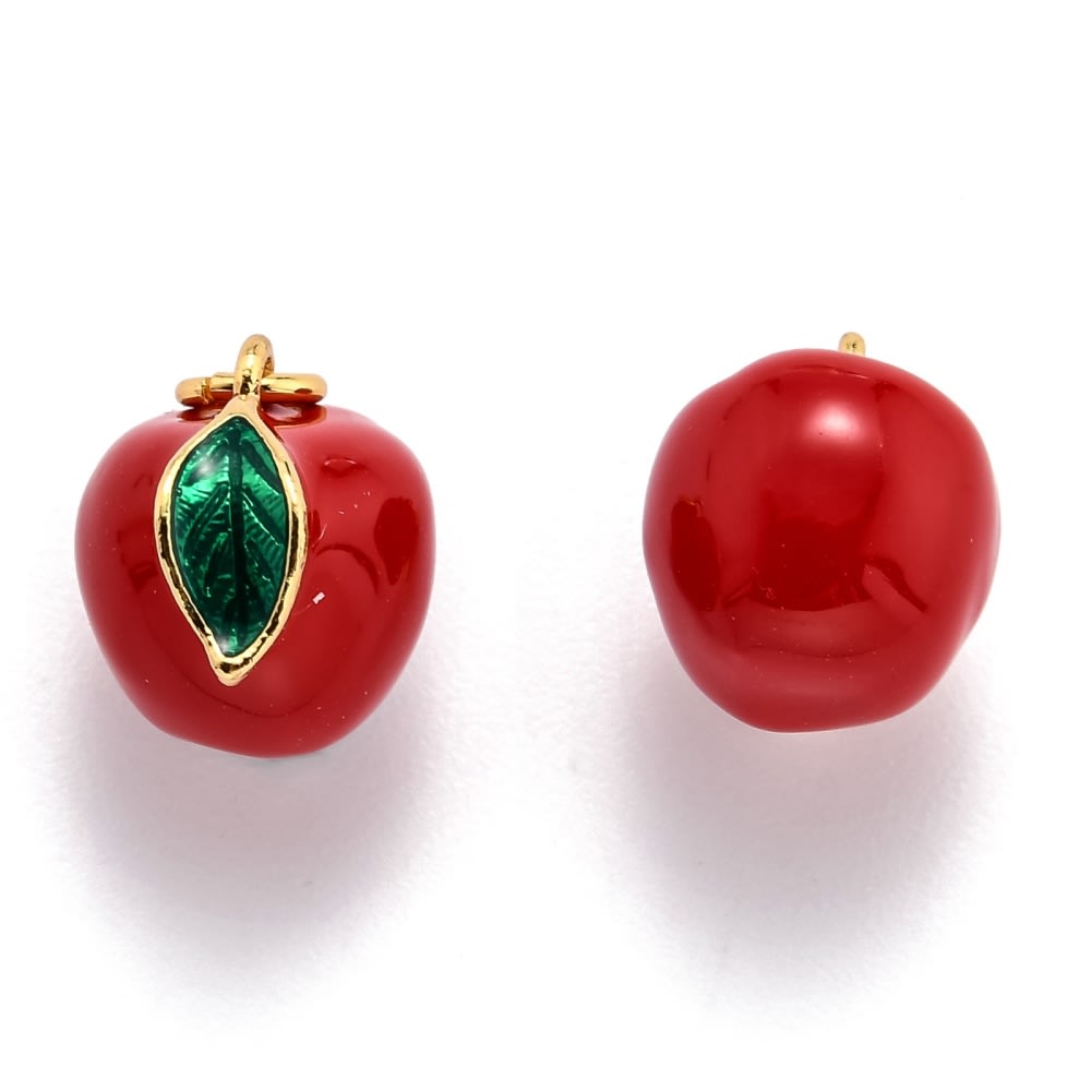 Dije colgante manzana esmaltada baño de oro / unidad1