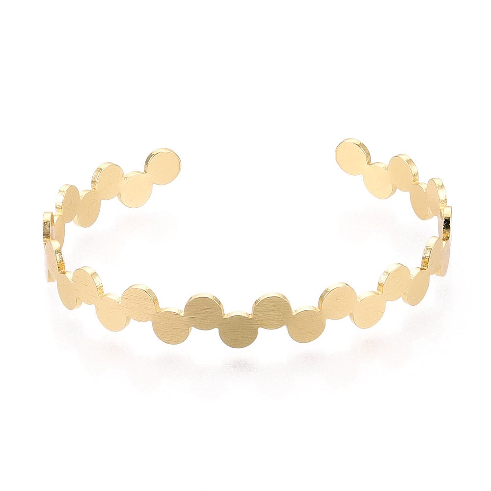 Brazalete pulsera círculos planos baño de oro / unidad3