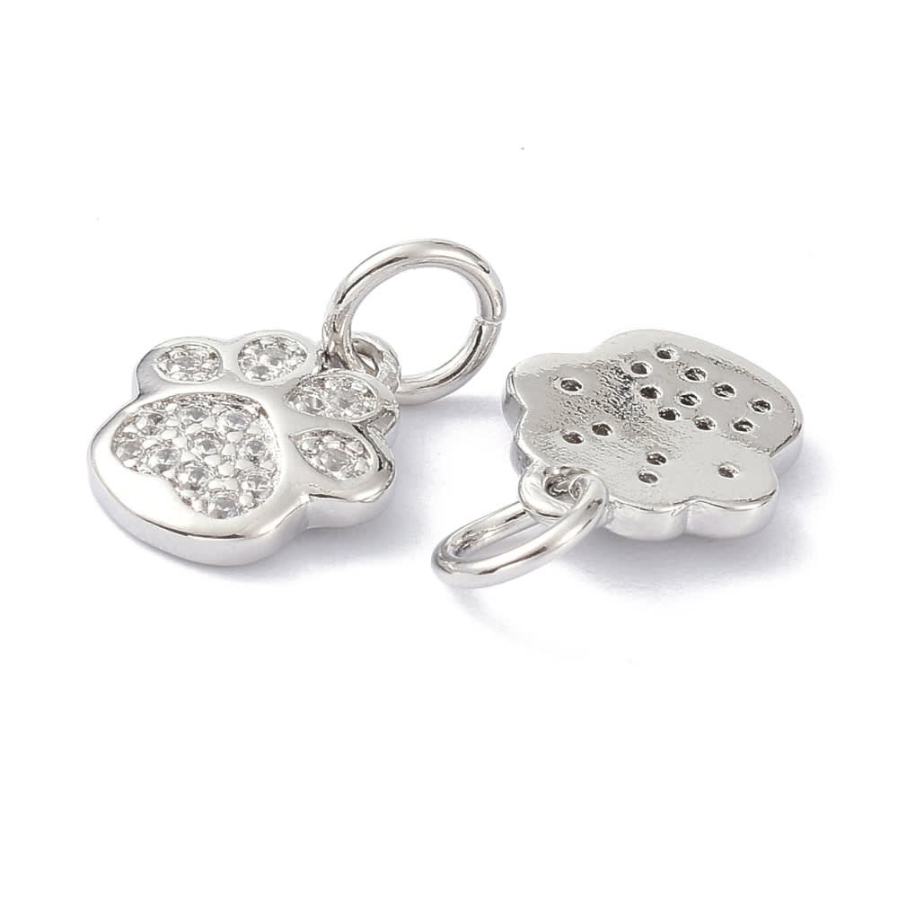 Dije colgante patita mascota zircón 10 mm dorado plateado / unidad4