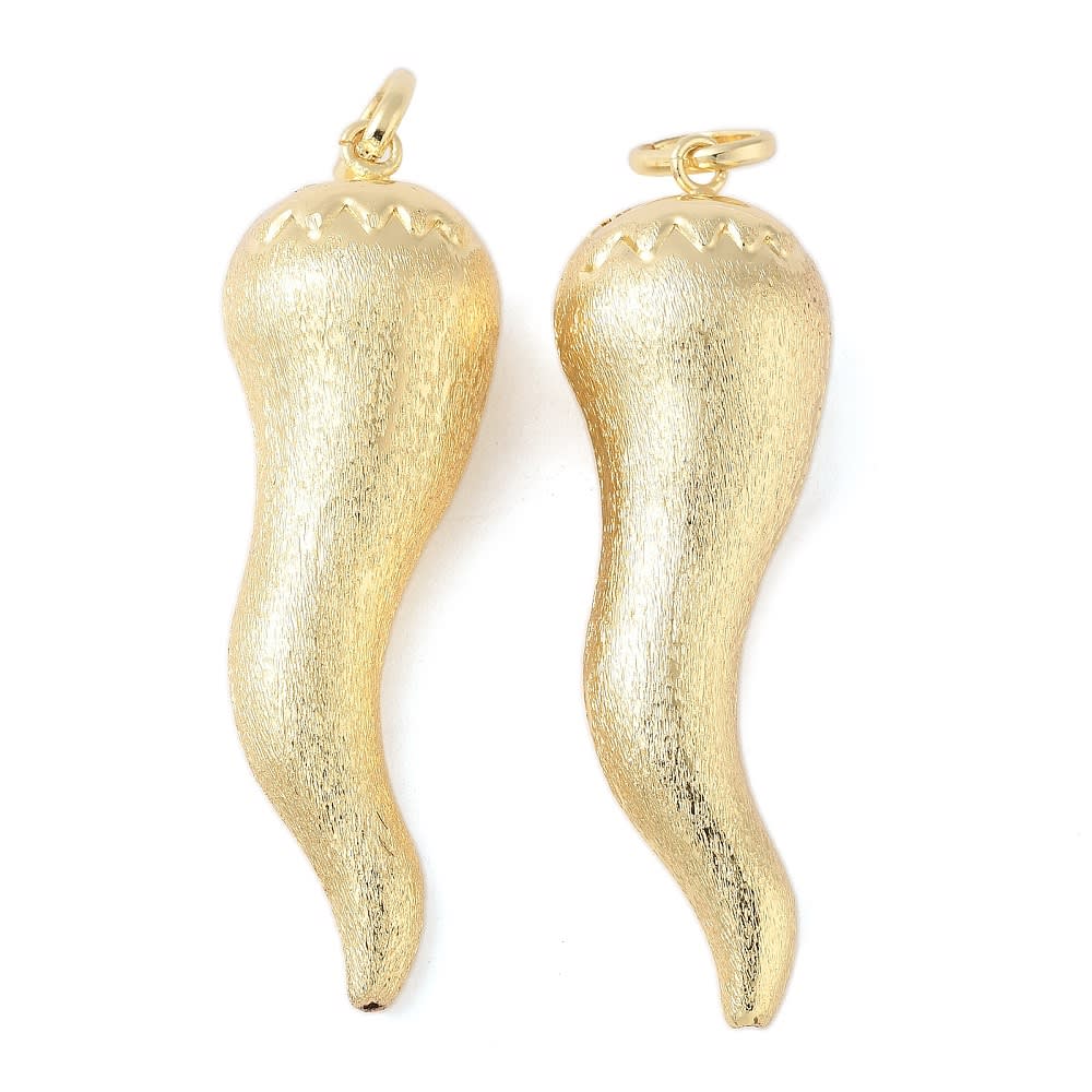 Maxi dije colgante cuerno italiano suerte 80 mm baño de oro / unidad1