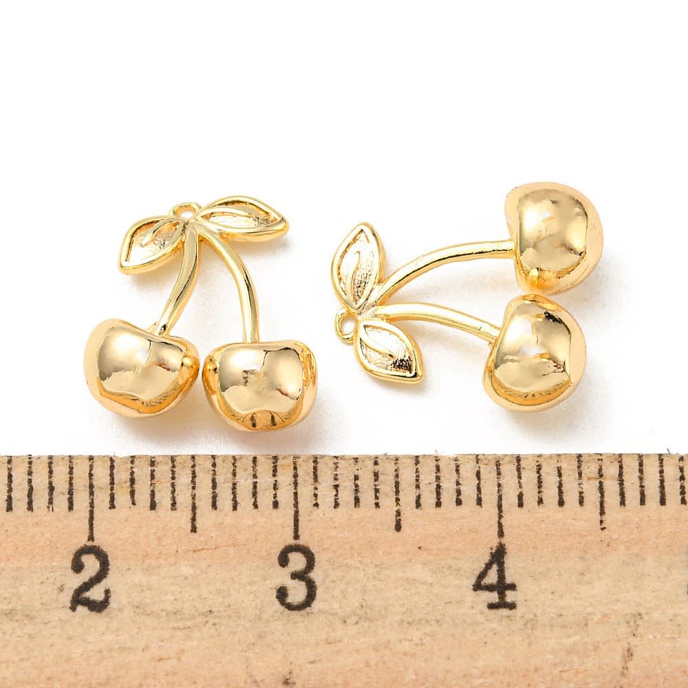 Dije colgante cereza guinda 13 mm baño de oro / unidad3
