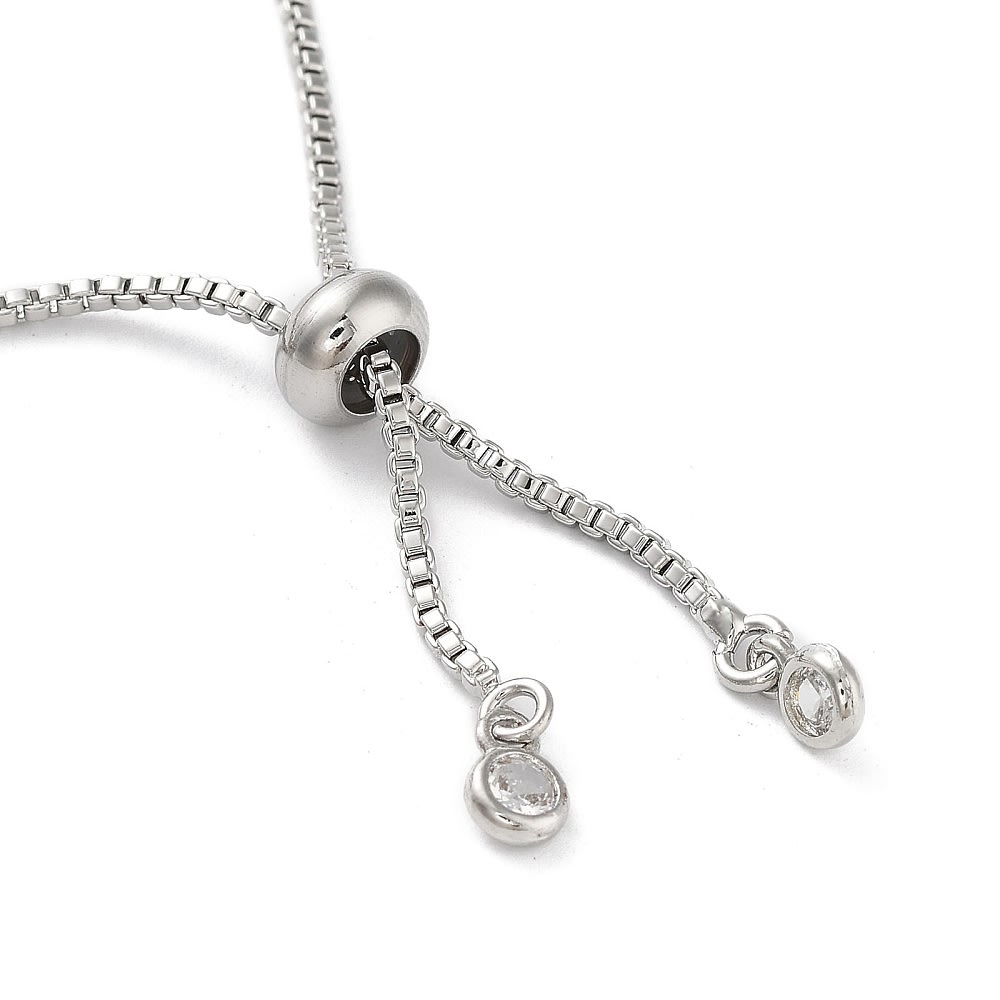 Pulsera ajustable balines 8 mm baño platino / unidad3