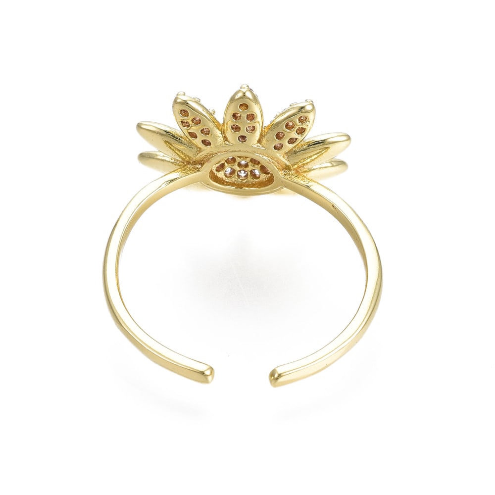 Anillo ajustable margarita flor baño de oro / unidad3